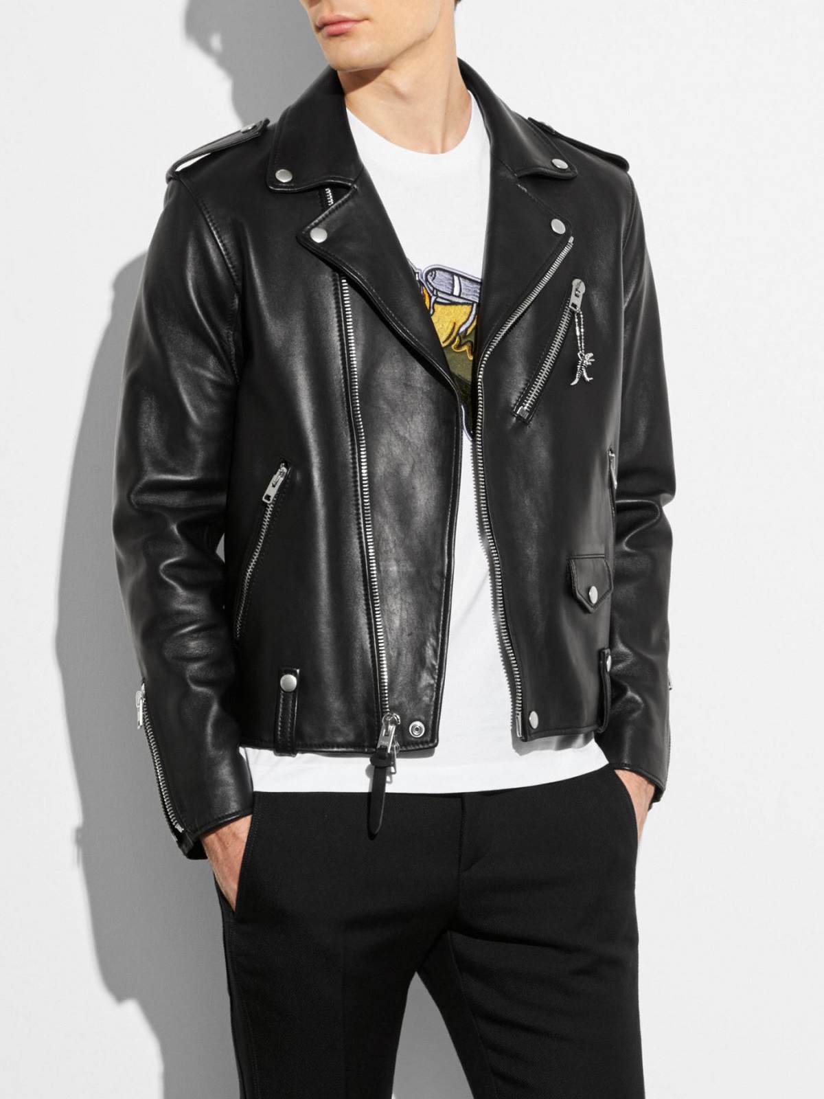 2-20-2.jpg Men Black Motorcycle Jacket - Image 1