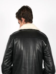 Men Black Jacket With Shearling - Image 2