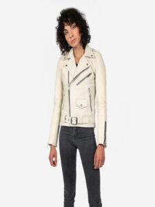 Women White Leather Jacket - Image 3