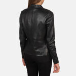 Women Rave Black Leather Jacket - Mauve Tree - Image 2