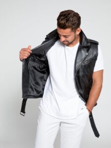 Men Biker Leather Vest - Image 4