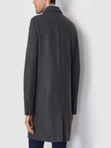 Men Charcoal Wool Trench - Image 2