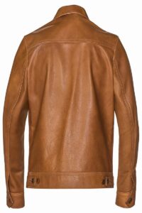 Men Light Brown Leather Jacket - Image 2