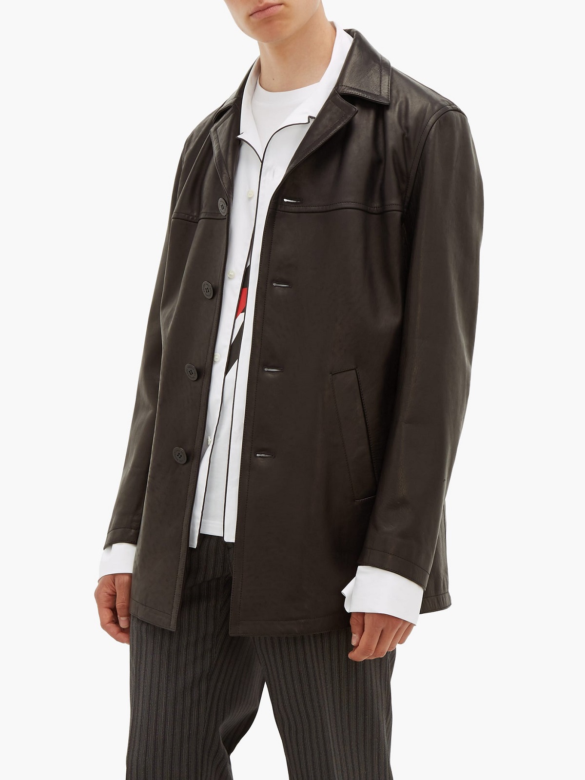 2-38.jpg Men Brown Long Leather Jacket - Image 1