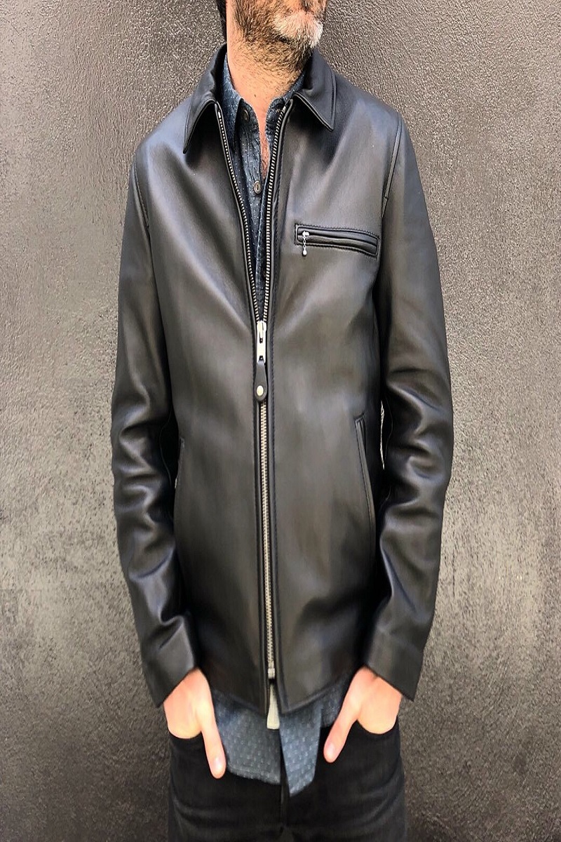 2-39-1.jpg Men Black Waxy Leather Jacket - Image 1