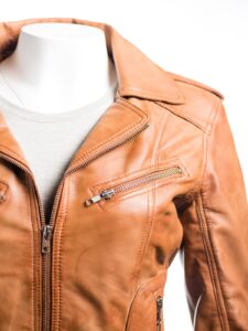 Tan Short Biker Leather Jacket - Image 4