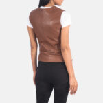 Women Brown Biker Vest - Mauve Tree - Image 2
