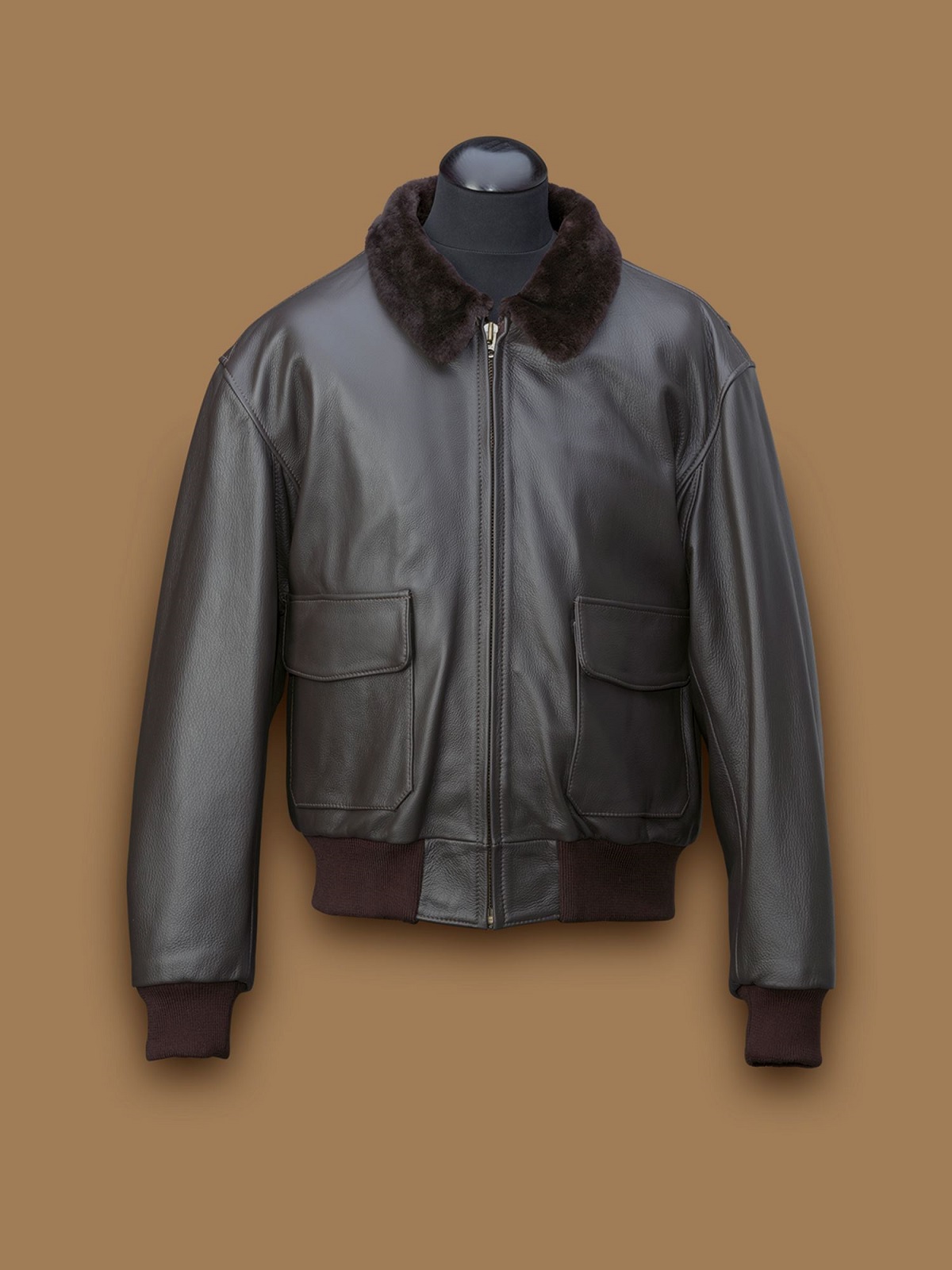 2-53.jpg Men Black Airforce Leather Jacket - Image 1