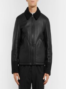 Men Black Sheepskin Leather Jacket - Image 3