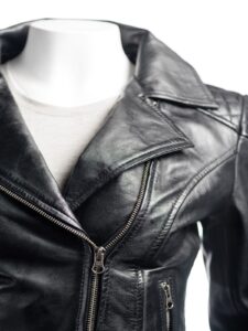 Fitted Biker Leather Jacket - Image 4