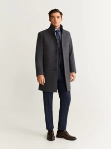 Men Smoke Grey Wool Trench