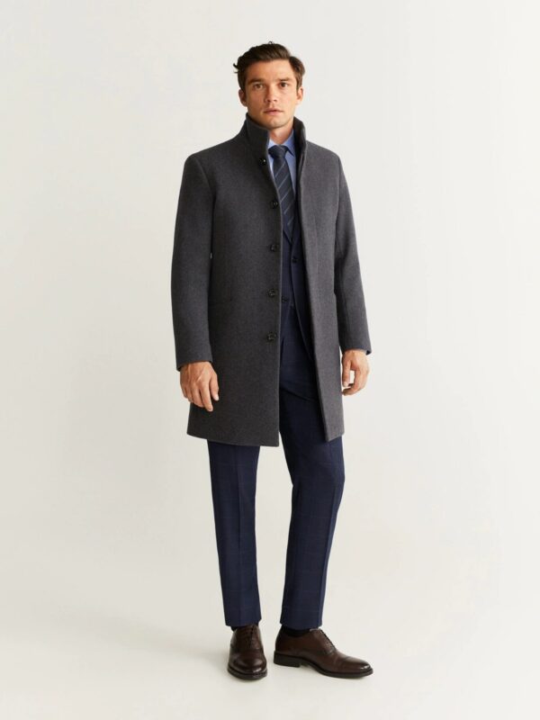 Men Smoke Grey Wool Trench