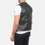 Men Black Leather Vest - Mauve Tree - Image 2