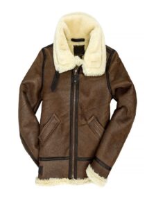 Women Brown B3 Shearling Jacket - Image 3