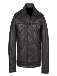 Men Antique Black Leather Jacket