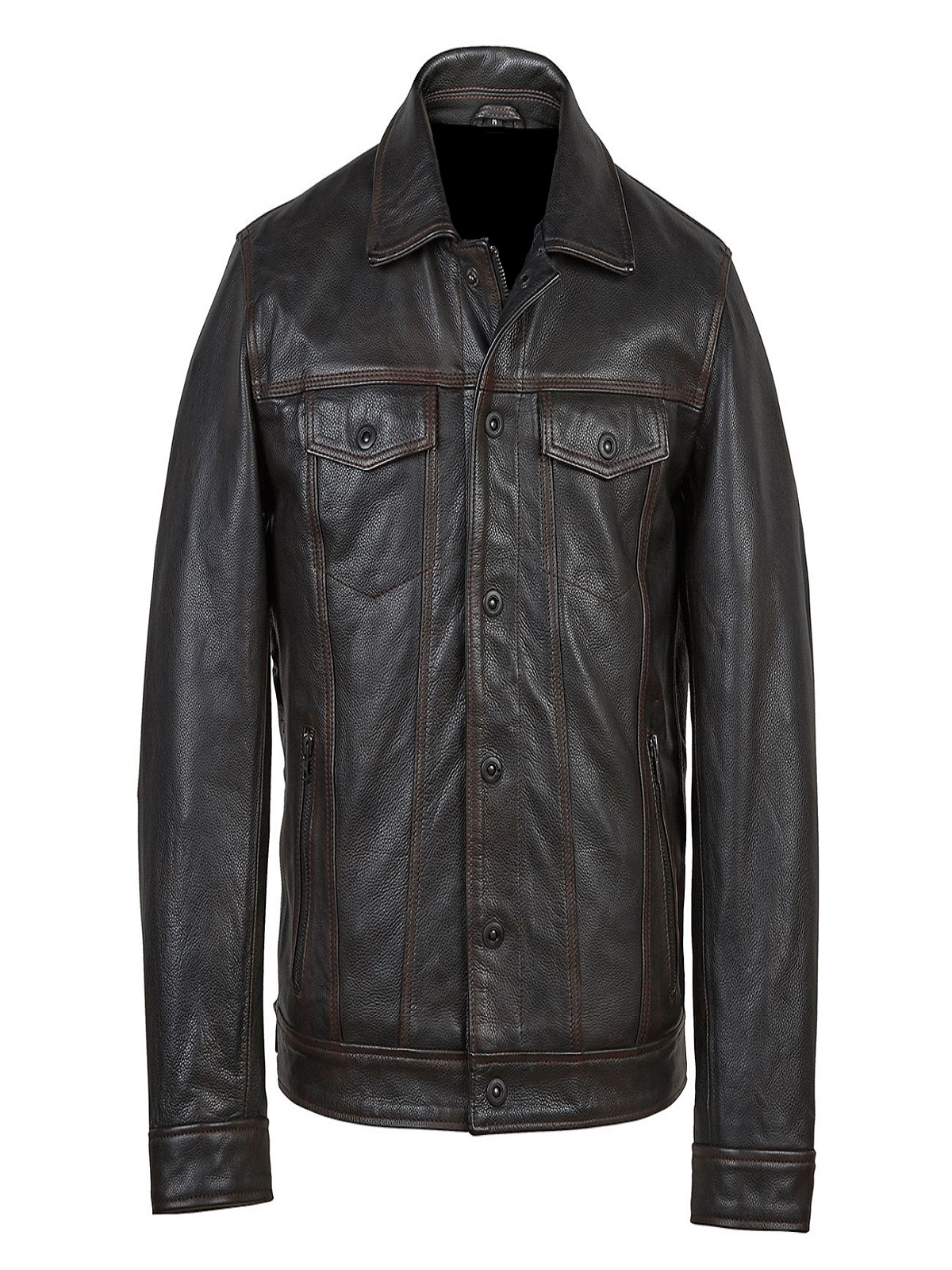 2-75.jpg Men Antique Black Leather Jacket - Image 1