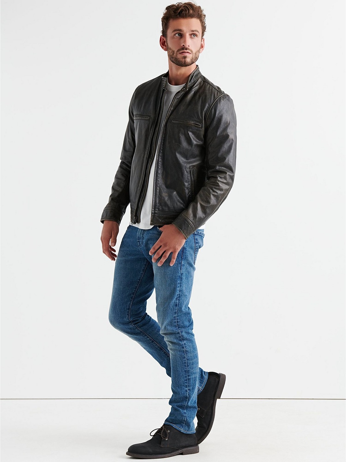 2-76.jpg Men Faded Black Leather Jacket - Image 1