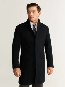 Men Jet Black Wool Trench - Image 3