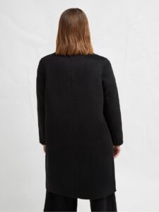 Women Pure Black Wool Trench - Image 2