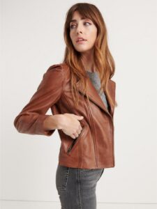 Women Rusty Brown Leather Jacket - Image 3