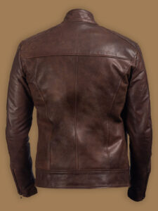 Men Polish Brown Leather Jacket - Image 2