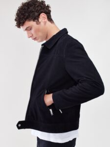 Men Black Suede Jacket - Mauve Tree - Image 3