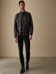 Men Blackish Leather Jacket
