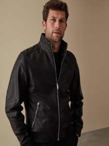 Men Blackish Leather Jacket - Image 3