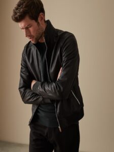 Men Blackish Leather Jacket - Image 4