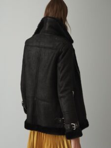 Women Black Shearling Leather Jacket - Mauve Tree - Image 2