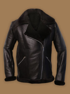 Men Dark Brown Shearling Aviator Jacket