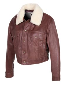 Women Chestnut Brown Shearling Jacket - Mauve Tree - Image 3