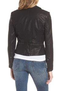 Women Slim Black Leather Jacket - Image 2