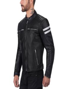 Men Black Jacket With White Strips - Image 3