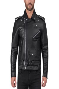 Men Black Fire Leather Jacket - Image 3