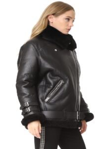 Women Black B3 Shearling Jacket - Image 4