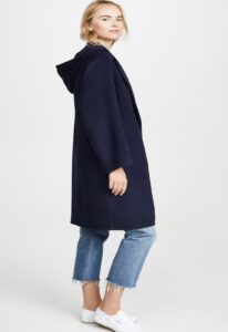 Women Space Blue Wool Trench - Image 4