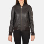 Women Dark Brown Bomber Jacket - Mauve Tree - Image 3