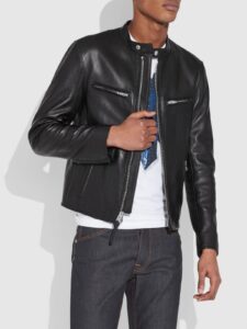 Men Black Cafe Racer Jacket