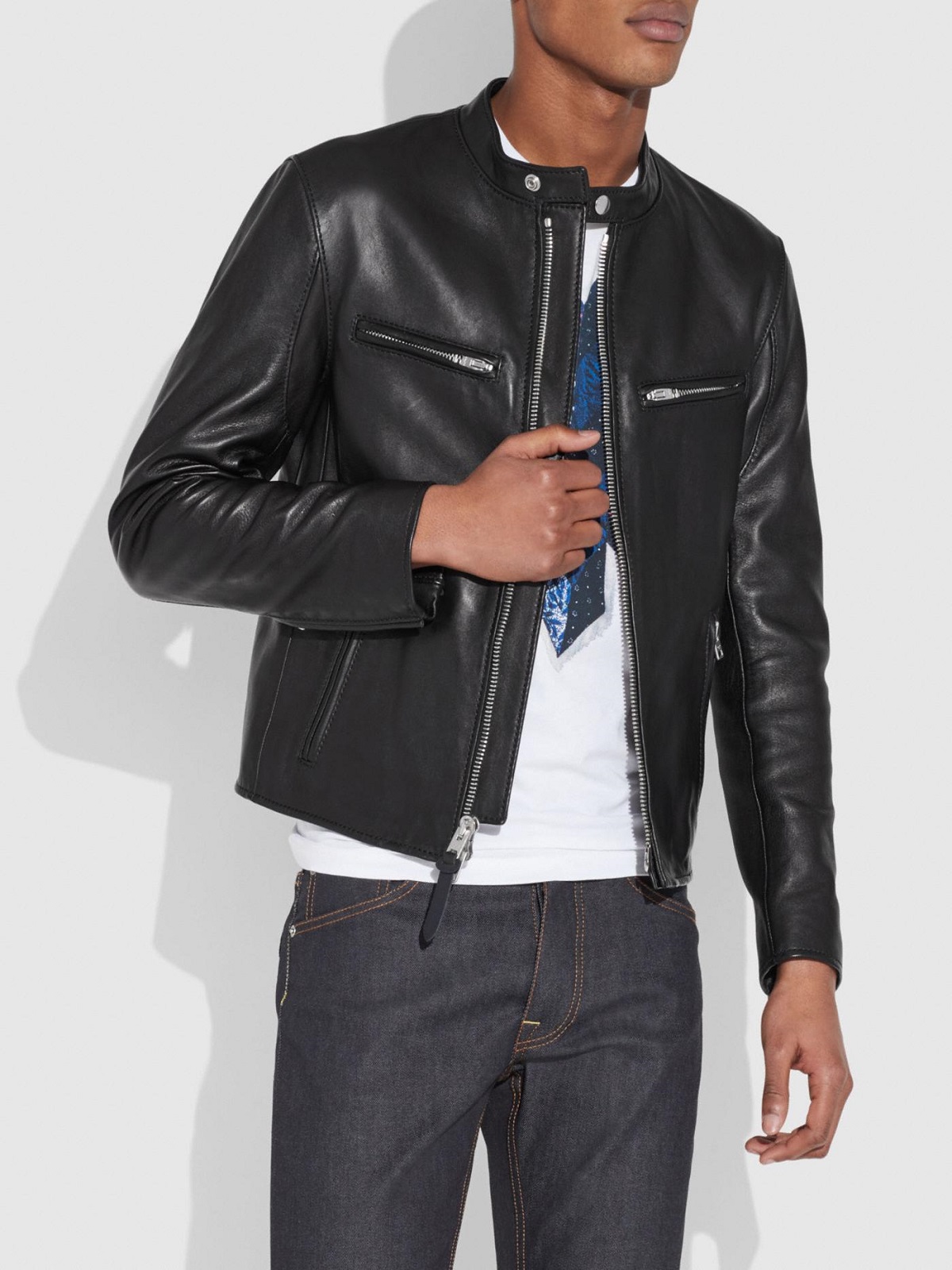 3-21-2.jpg Men Black Cafe Racer Jacket - Image 1