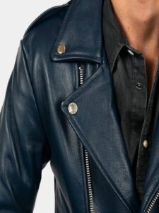 Men Midnight Blue Leather Jacket - Image 3