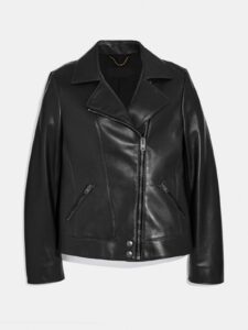 Women Metal Black Leather Jacket - Image 3