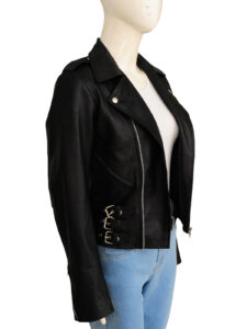 Women Black Biker Jacket - Image 3