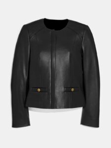 Women Party Wear Leather Jacket - Image 3