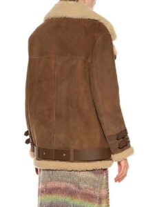 Women Brown Suede Shearling Jacket - Mauve Tree - Image 2