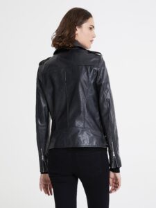 Women Black Biker Jacket - Image 2