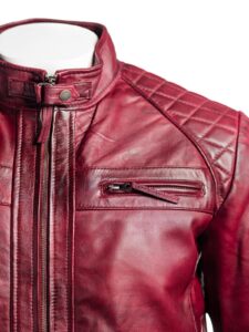 Maroon Leather Jacket - Image 4