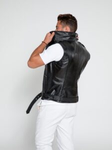 Men Biker Leather Vest - Image 2
