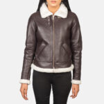 Women Maroon Shearling Jacket - Mauve Tree - Image 3