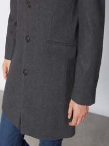 Men Charcoal Wool Trench - Image 3